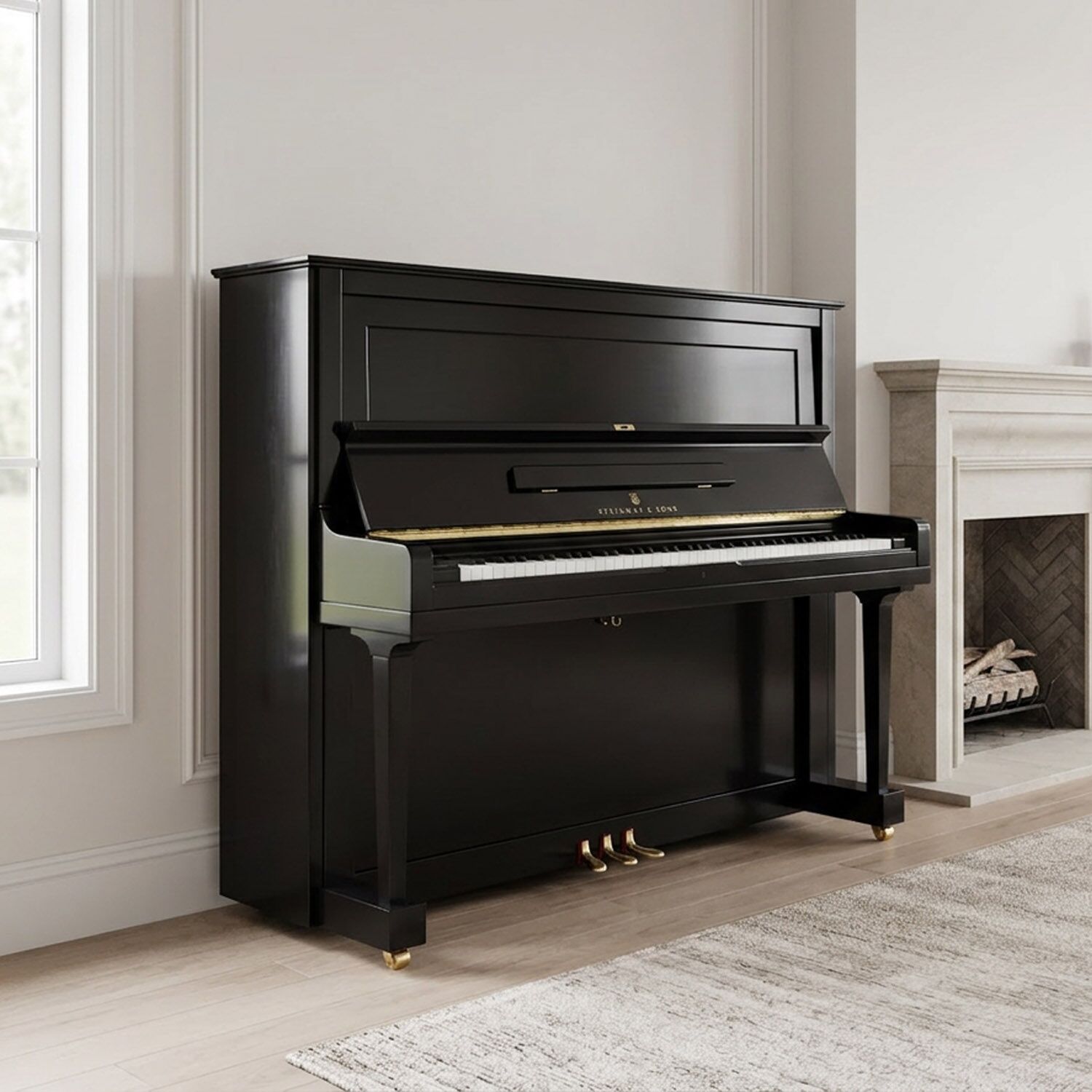 2007 Used Steinway K52 in Ebony Satin