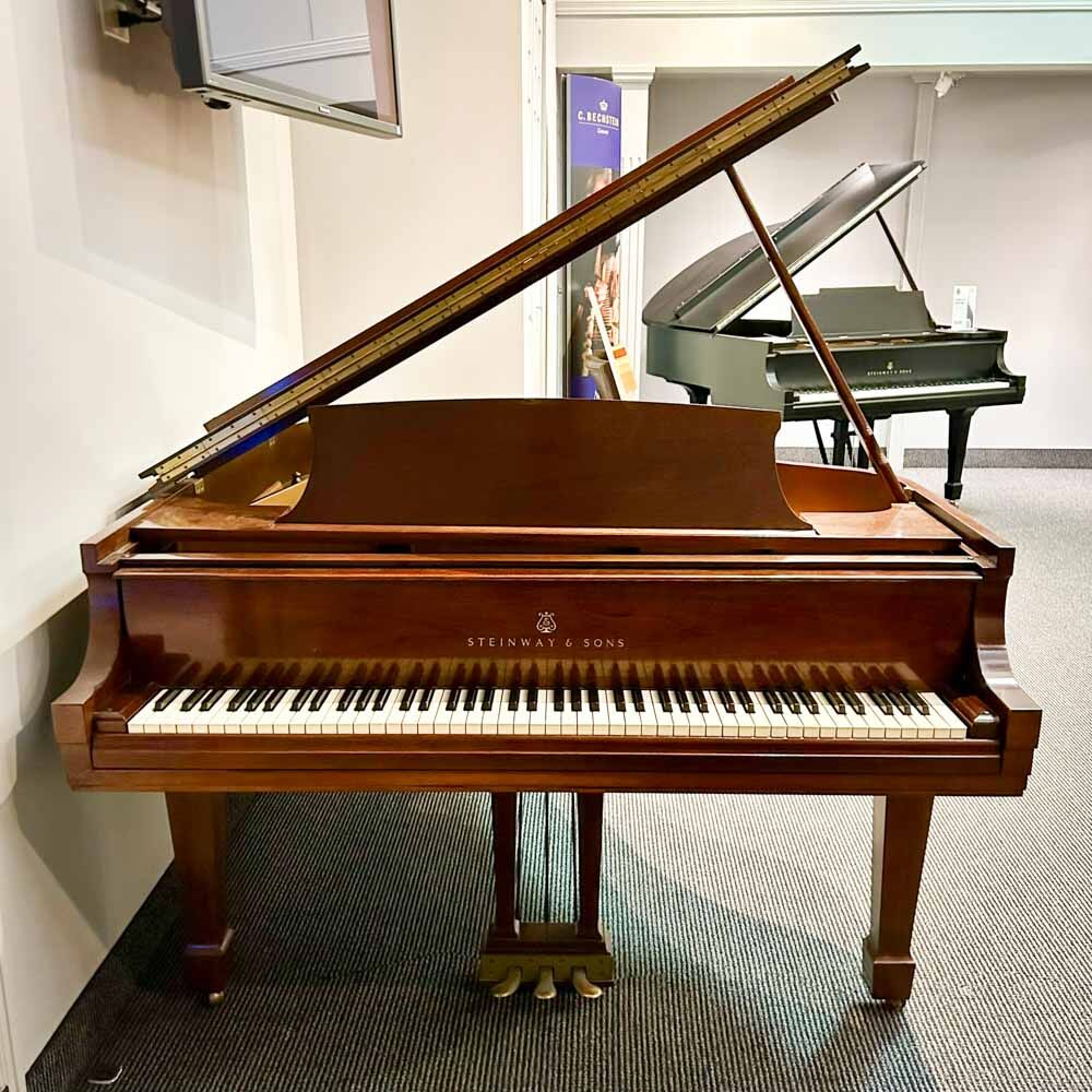 Used Steinway M Satin Mahogany Grand Piano Front Angle