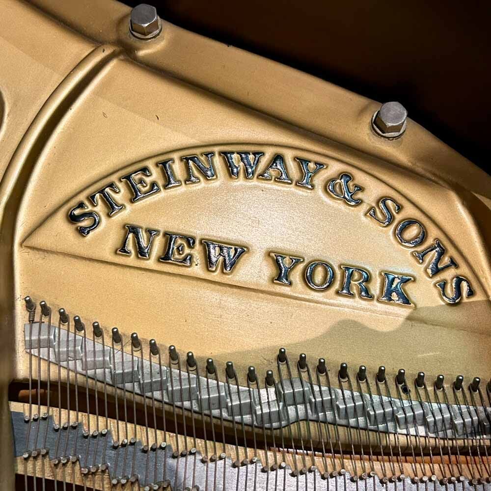 Used Steinway M Satin Mahogany Grand Piano Inside Logo